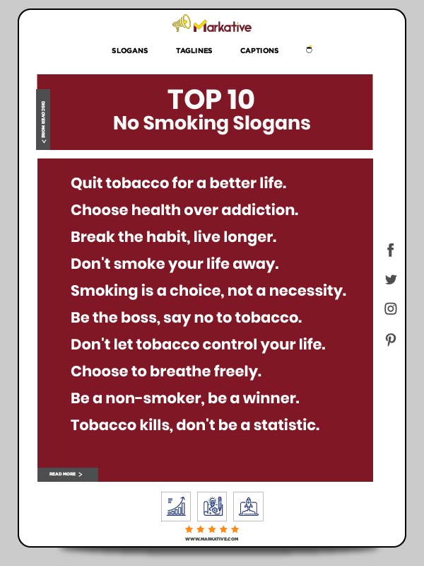 Say No to Tobacco Slogans ideas