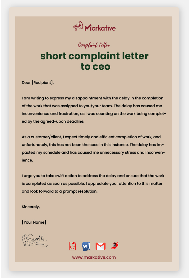 Effective Complaint Letter to CEO