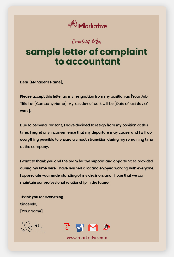 Effective Letter of Complaint to Accountant