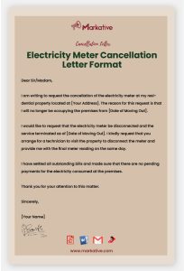 Best Electricity Meter Cancellation Letter [5 Free Examples] - Markative