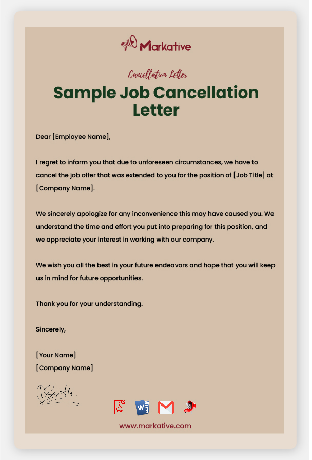 Example of Job Cancellation Letter