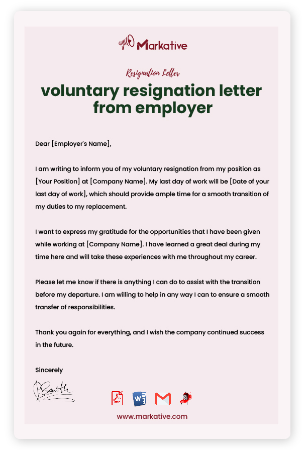 Immediate Voluntary Resignation Letter