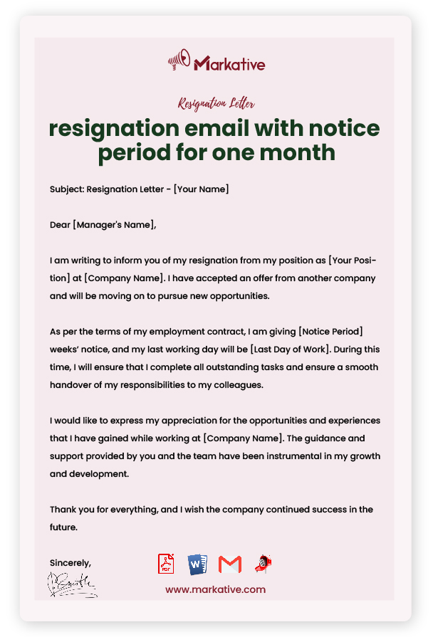 Resignation Email with Notice Period with Reason