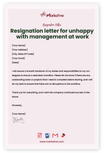 How To Write Best Resignation Letter Unhappy With Management [ 5 ...