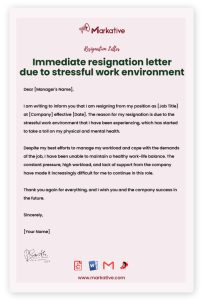 Best Resignation Letter due to Stressful Work Environment [5+ Samples ...
