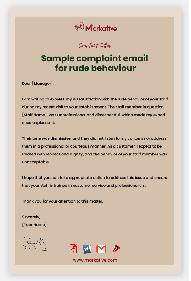 complaint-letter-on-rude-behaviour-of-staff-5-free-samples-markative