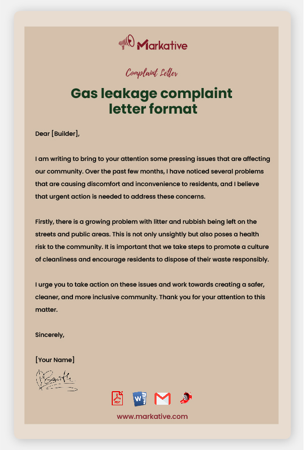 Sample Complaint Letter to Builder For Leakage
