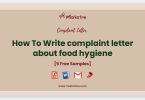 complaint letter about food hygiene
