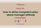 complaint letter about manager attitude