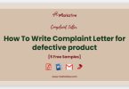 complaint letter for defective product