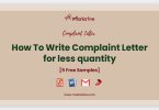 complaint letter for less quantity