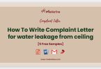 complaint letter for water leakage from ceiling