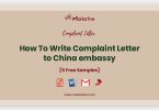 complaint letter to China embassy