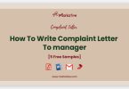 complaint letter to manager