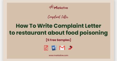 complaint letter to restaurant about food poisoning