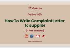 complaint letter to supplier