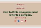 disappointment letter to a company