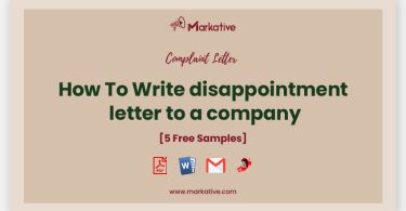 disappointment letter to a company