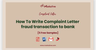 fraud transaction complaint letter to bank