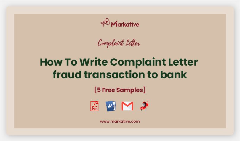 fraud transaction complaint letter to bank