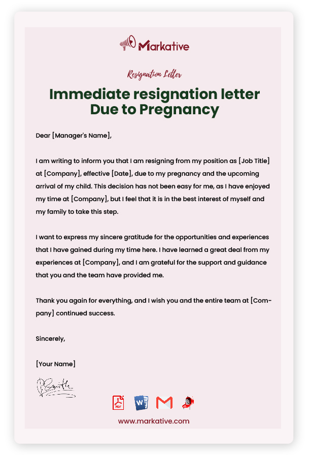 Write A Best Resignation Letter Due To Pregnancy 5 Templates Markative Write A Best Resignation Letter Due To Pregnancy 5 Templates Markative