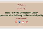 letter of complaint for poor service delivery to the municipality