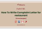 letter of complaint restaurant