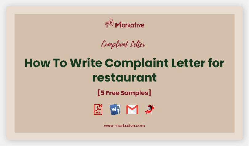 letter of complaint restaurant
