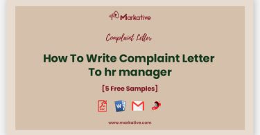 letter to hr manager for complaint