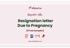 resignation letter Due to Pregnancy