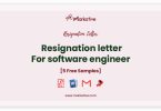 resignation letter For software engineer