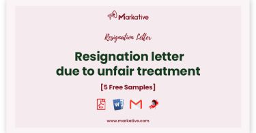 resignation letter due to unfair treatment