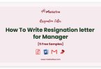 resignation letter for Manager