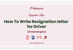 resignation letter for driver