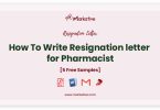 resignation letter for pharmacist