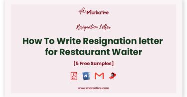 resignation letter for restaurant waiter