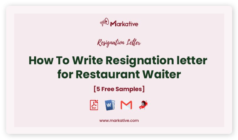 resignation letter for restaurant waiter