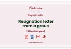 resignation letter from a group