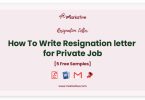 resignation letter in english for private job