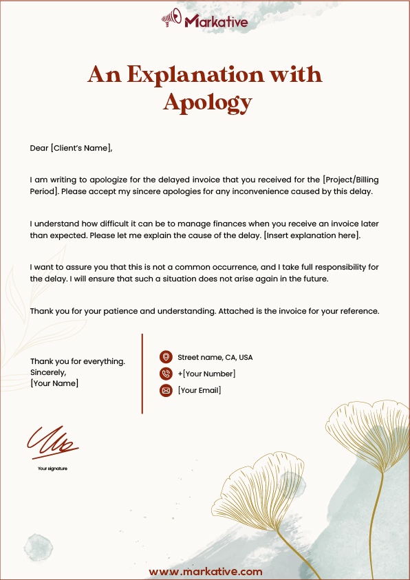 A General Apology Email for Sending a Late Invoice