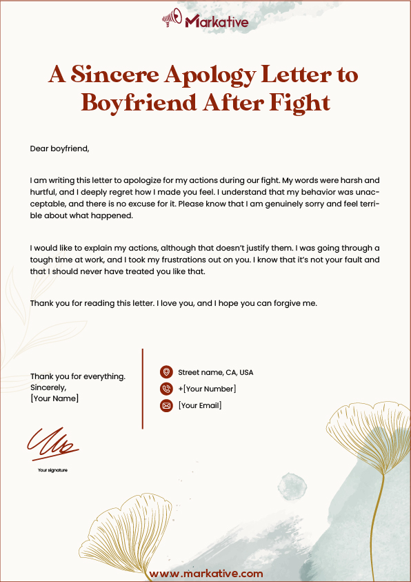 A Heartfelt Apology Letter to Boyfriend After Fight