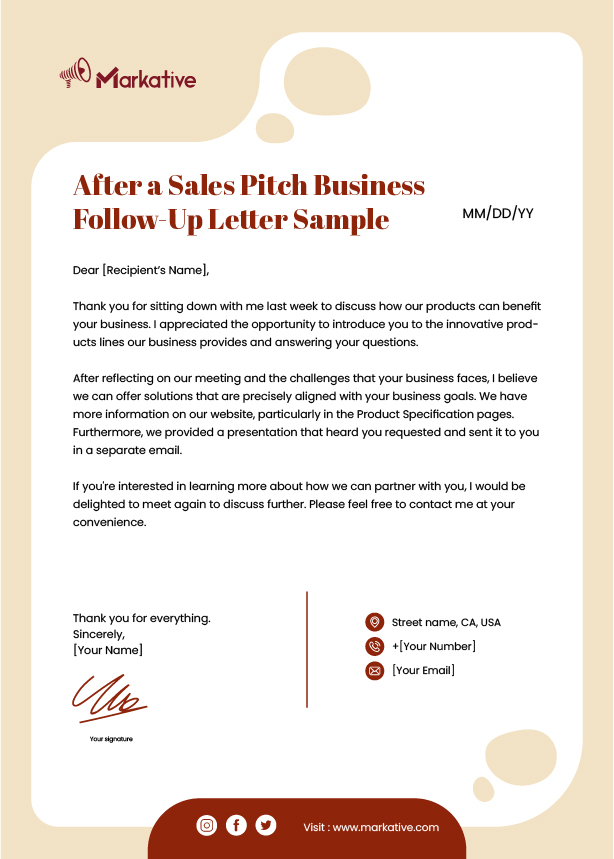 After a Job Interview Business Follow-Up Letter Sample