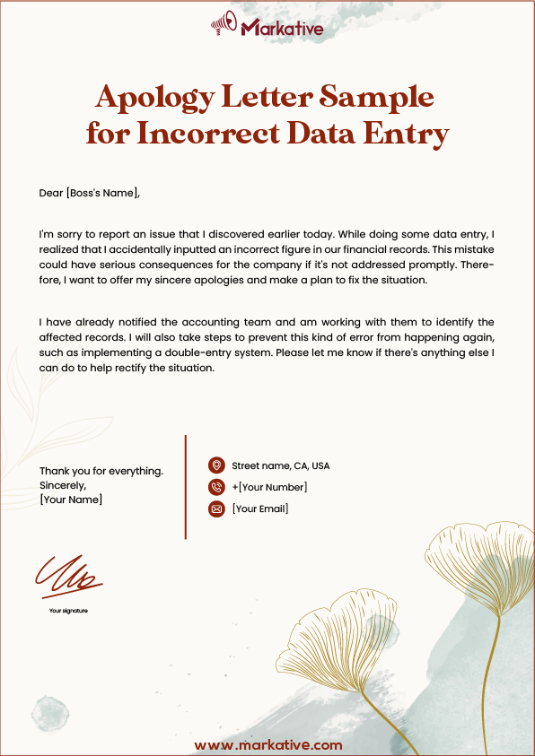 Apology Letter Sample for Sending an Incorrect Email