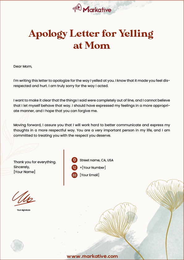 Apology Letter for Being Disrespectful to Mom
