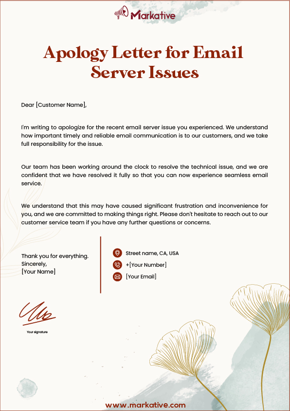 Apology Letter for Website Downtime