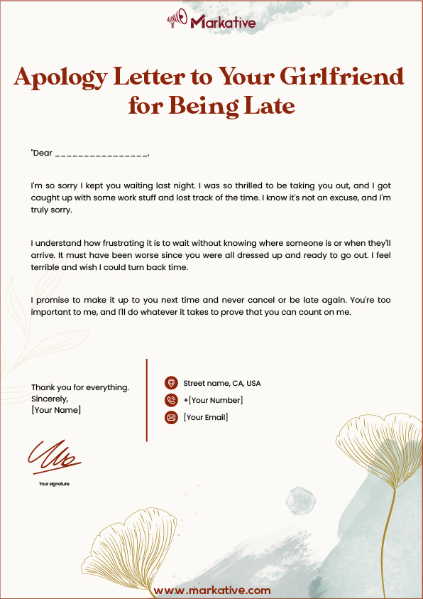 Apology Letter to Your Girlfriend for Being Late