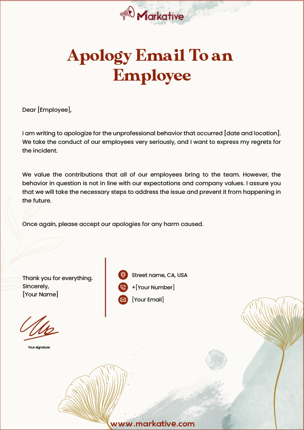 Apology Letters for Unprofessional Behavior of Employees To a Customer