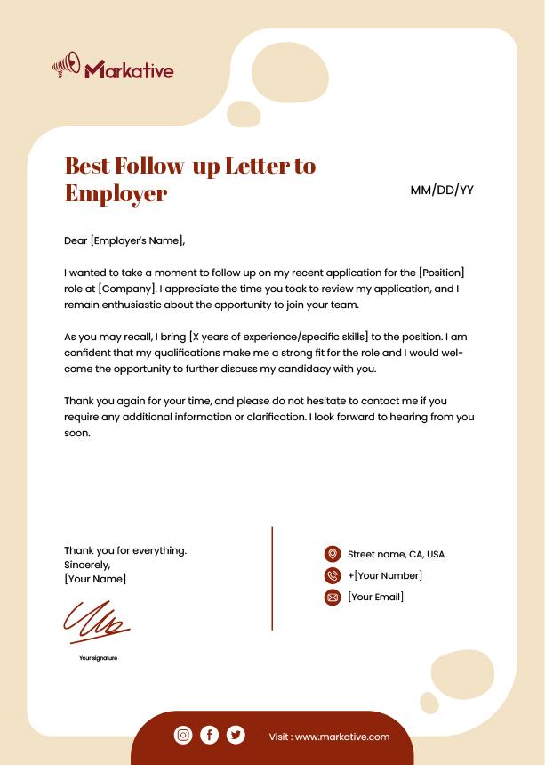 Best Follow-up Letter to Employer