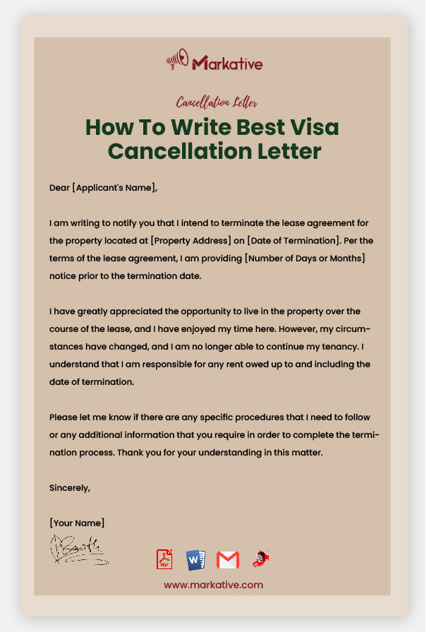 Example of Visa Cancellation Letter