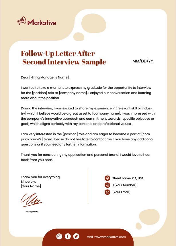 Follow-Up Letter After Second Interview Sample